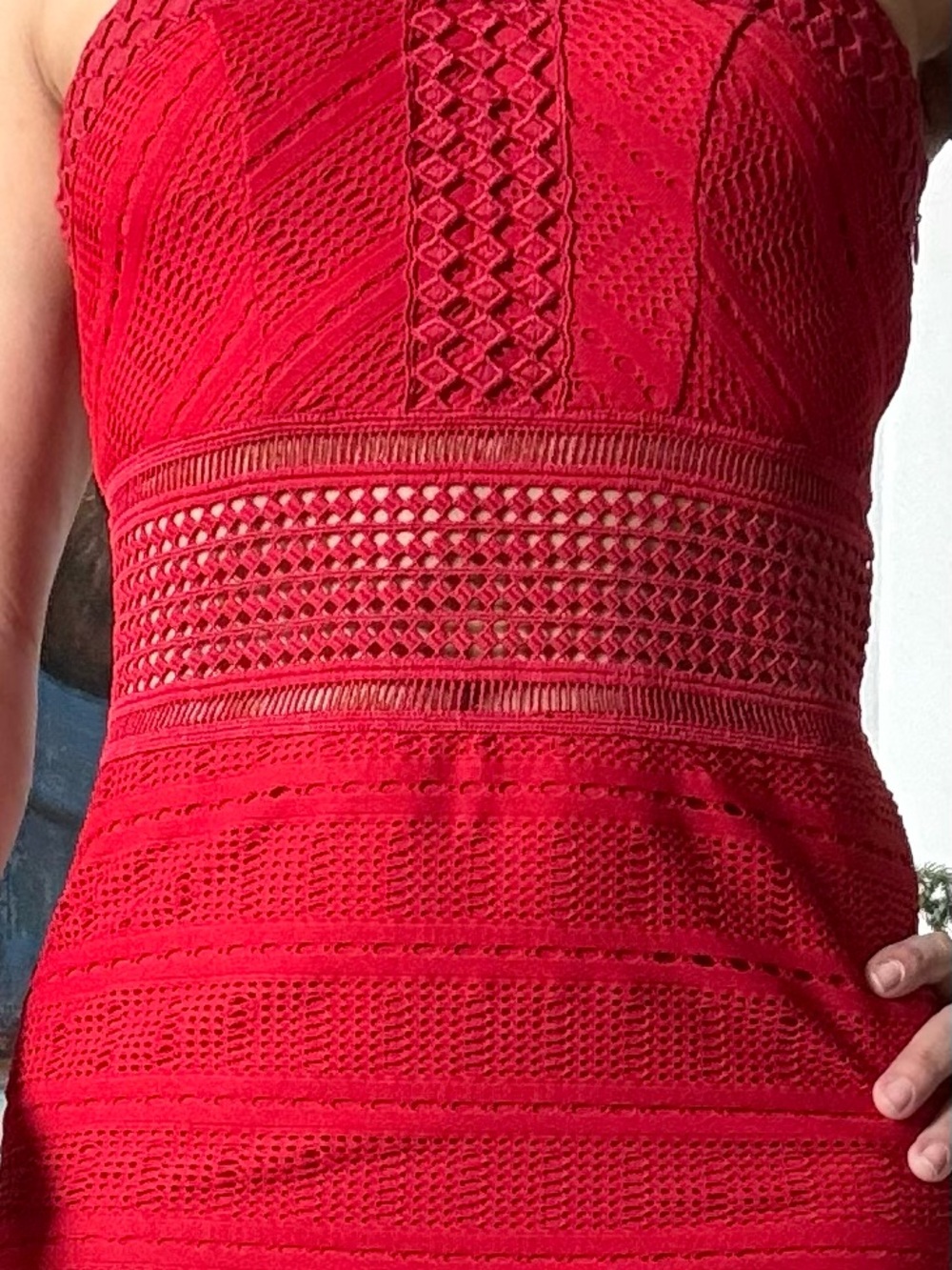 🇧🇷 Red Midi Dress with High Neck Size S, Made in Brazil - Picture 12 of 17